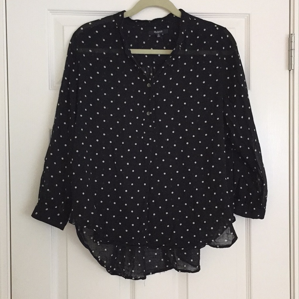 Madewell sheer polka dot blouse